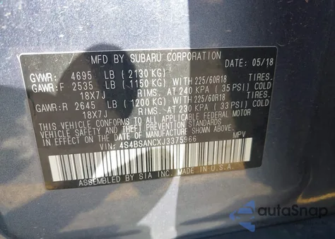2018 Subaru Outback 2.5I Limited from USA, damaged, VIN 4S4BSANCXJ3375966